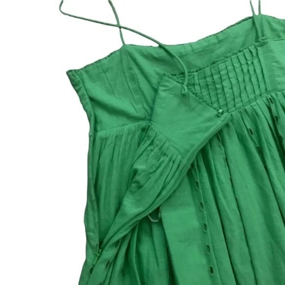 SOLD:Zara Openwork Eyelet Embroidery Midi Dress - Lime Green, XS - Picture 4 of 7
